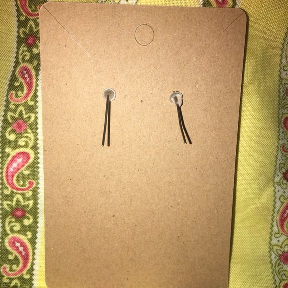 Vintage Crescent Bronze Bohemian Blue Stone Drop Earring NWOT - Picture 3 of 5